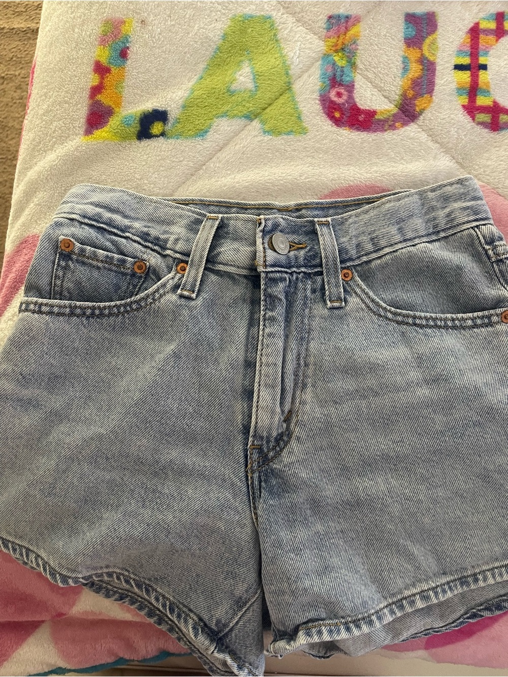 Levi's Light Blue High-Waist Denim Shorts